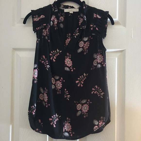 Loft Floral Blouse with Pleated Neckline - Petite - Picture 1 of 3
